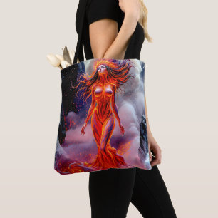 Bolso De Tela "Nacido del Inferno" - Retrato de mujer volcánica