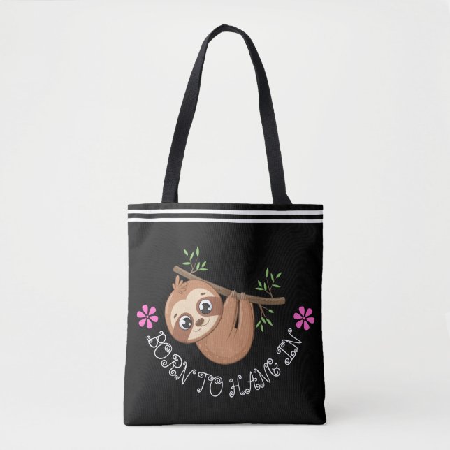 Bolso De Tela Nacido para colgar | Funny Hanging Sloth Template (Anverso)