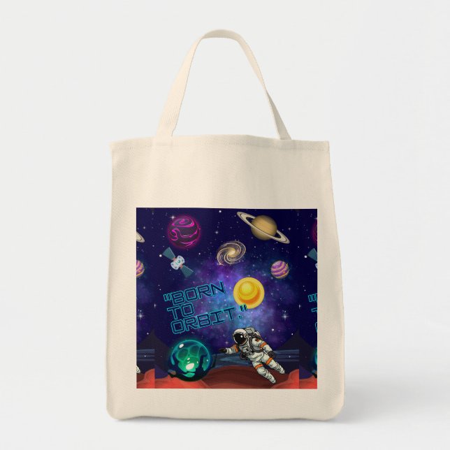 BOLSO DE TELA NACIDO PARA ORBITAR  (Frente)