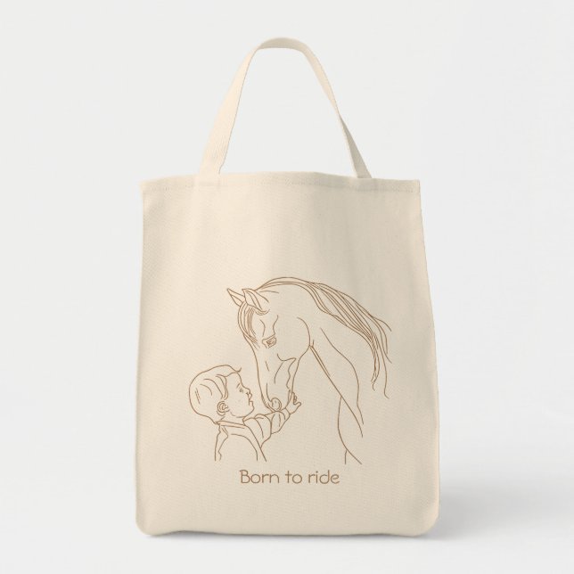 Bolso De Tela Nacido para viajar: Canvas para niños y caballos (Frente)