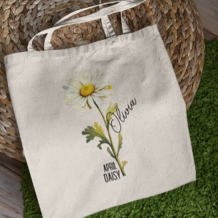 Bolso De Tela Nacimiento Flor Mes Abril Nombre de la margarita