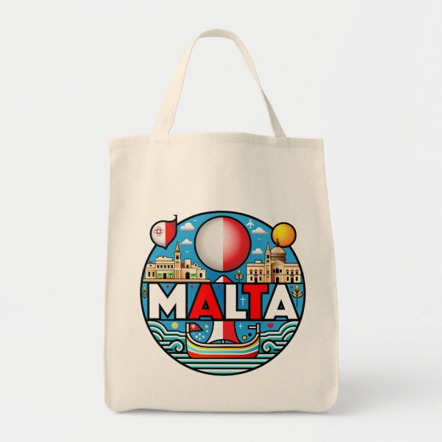 Bolso De Tela Nación de las Islas del Mediterráneo de Malta (Frente)