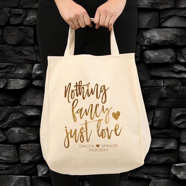 Bolso De Tela Nada Fancy Just Love | MicroBoda Gold Heart (Subido por el creador)
