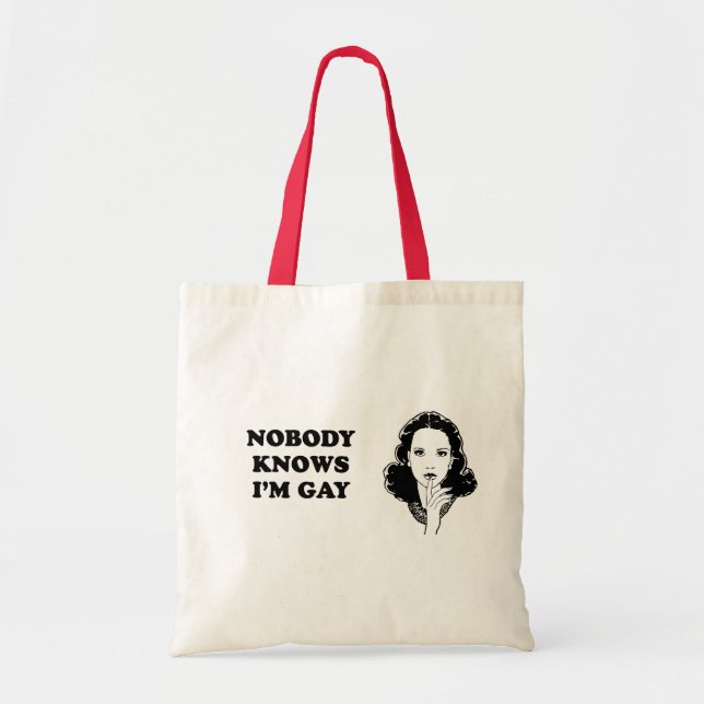 Bolso De Tela NADIE SABE que soy GAY (Frente)
