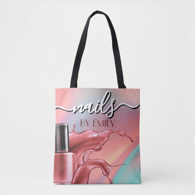 Bolso De Tela Nail Salon Botella polaca Splash Pastel (Anverso)
