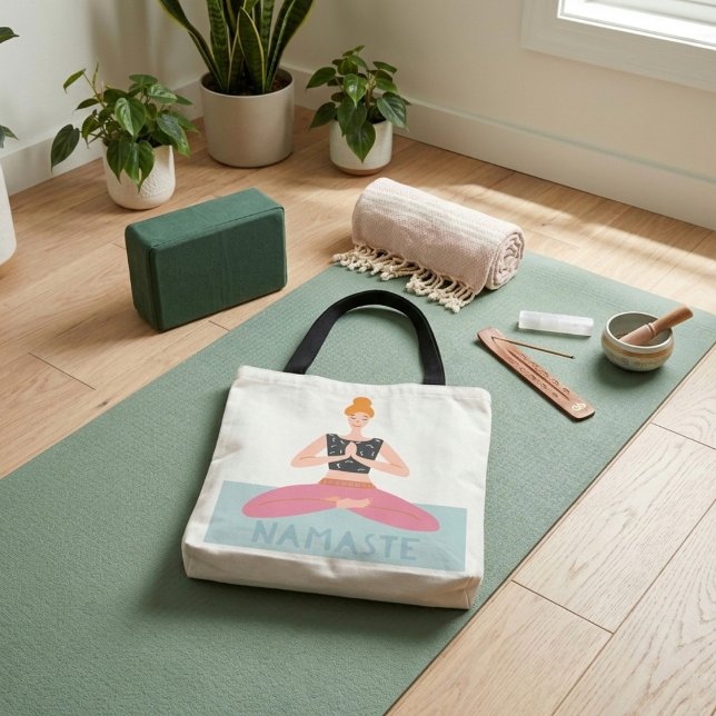 Bolso De Tela Namaste Yoga Ilustracion Cute Tote Bag (Subido por el creador)