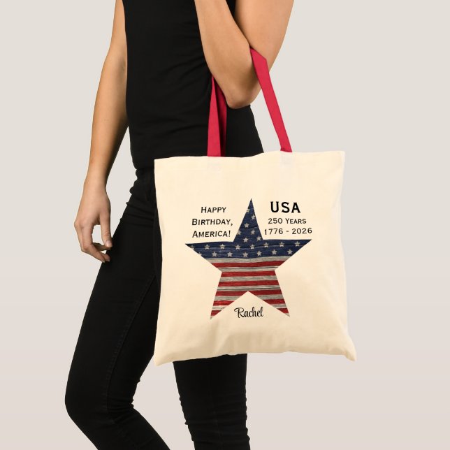 Bolso De Tela Name || 250th Happy Birthday America Custom (Anverso (producto))