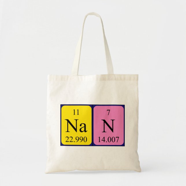 Bolso De Tela Nan nombre de tabla periódica tote bag (Frente)