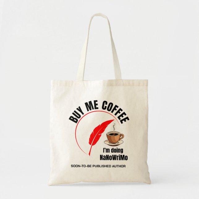 Bolso De Tela NaNoWriMo COMPRA A MI Autor DE CAFÉ (Frente)