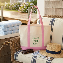 Bolso De Tela Nantucket Rosa y Verde Preppy Costero 