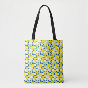 Bolso De Tela Nantucket Scallop Shell Tote - azul/amarillo