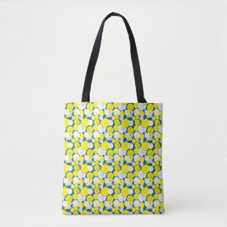 Bolso De Tela Nantucket Scallop Shell Tote - azul/amarillo