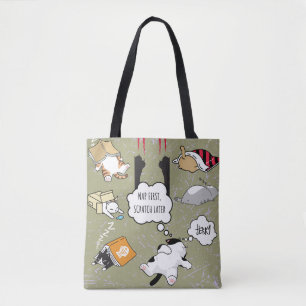 Bolso De Tela "Nap First, Scratch Después" Cuadros Durmientes