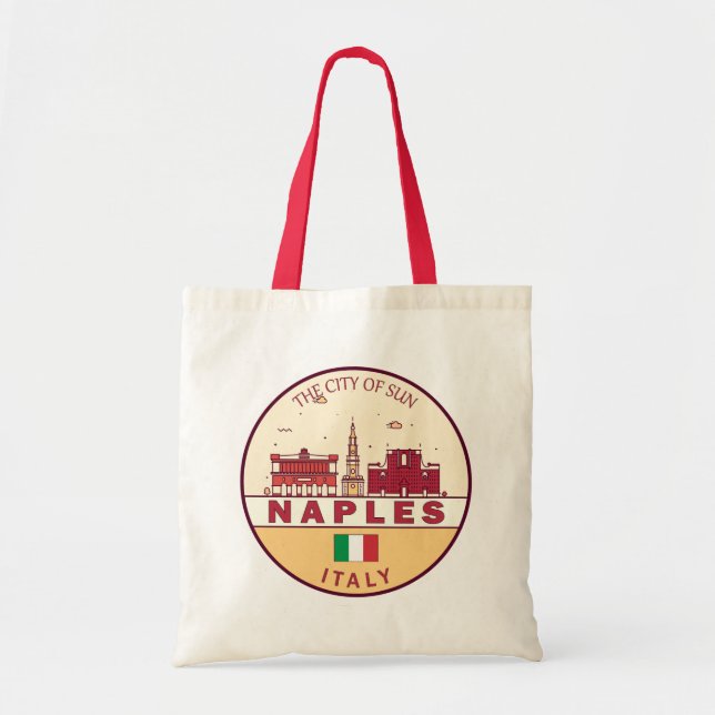 Bolso De Tela Nápoles Italia City Skyline Emblem (Frente)