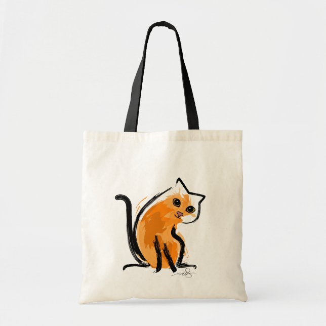 Bolso De Tela Naranja A Cat (Frente)