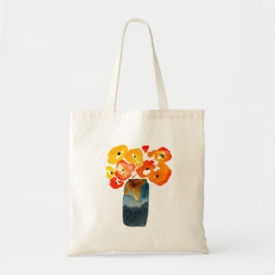 Bolso De Tela Naranja acuarela y adornos rojos