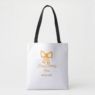 Bolso De Tela Naranja amarillo arco acuarela retro feliz cumplea