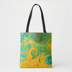 Bolso De Tela Naranja amarillo neón de moda Giro abstracto verde