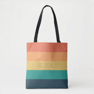 Bolso De Tela Naranja amarillo verde, 5 colores, nombre personal