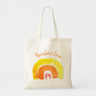 Bolso De Tela Naranja Amo arcoiris acuarela