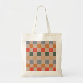 Bolso De Tela Naranja azul beige Brown Checkered Gingham Pattern