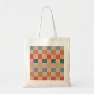 Bolso De Tela Naranja azul beige Brown Checkered Gingham Pattern