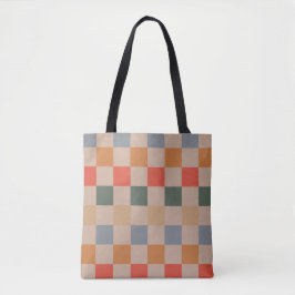 Bolso De Tela Naranja azul beige Brown Checkered Gingham Pattern