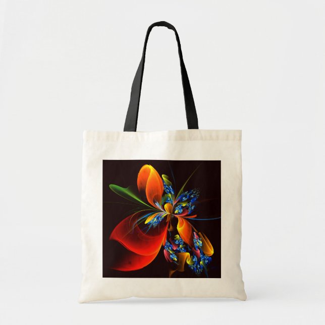 Bolso De Tela Naranja azul Floral Moderno Resumen Patrón de arte (Frente)