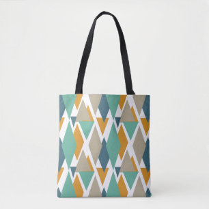 Bolso De Tela Naranja azul turquesa Tan Diamantes y Triángulos