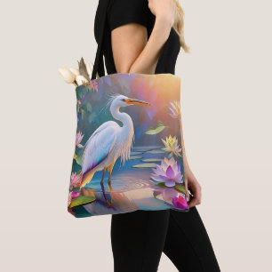 Bolso De Tela Naranja Billing White Heron Fantasy Bird