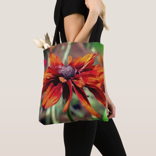 Bolso De Tela Naranja Black Eyed Susan Flower Close (Detalle)