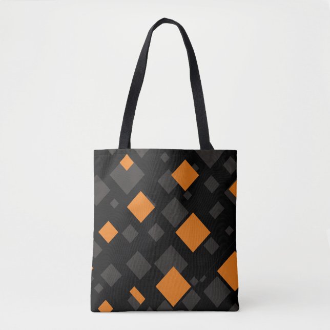 Bolso De Tela Naranja Black Gray Flos Squares Diamond Pattern (Anverso)