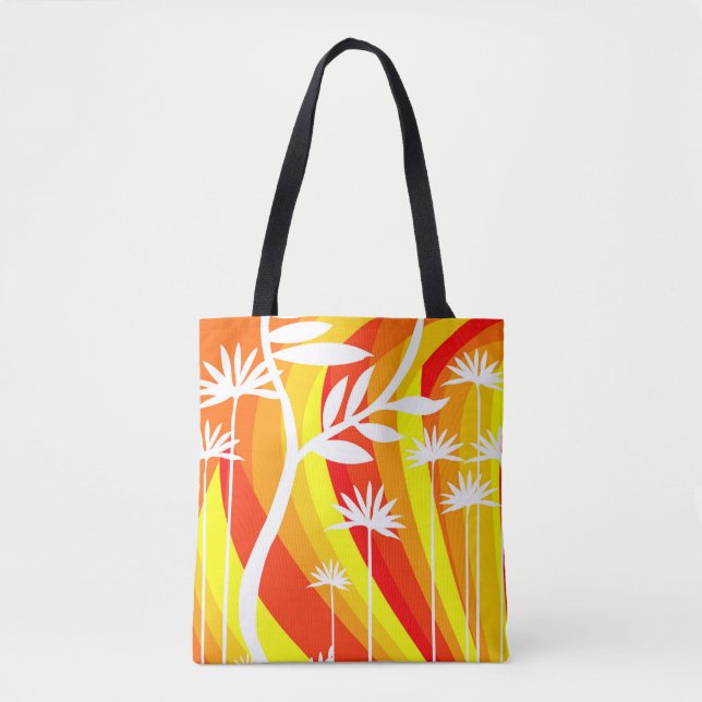 Bolso De Tela Naranja brillante y blanco (Anverso)