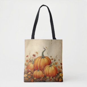 Bolso De Tela Naranja Calabazas Rustic Otoño