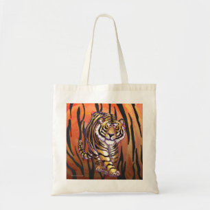 Bolso De Tela Naranja caliente y papel negro de tigre salvaje