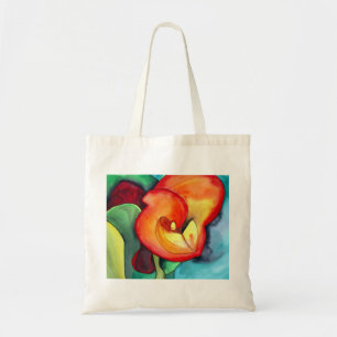 Bolso De Tela Naranja Canna lily arte acuático original