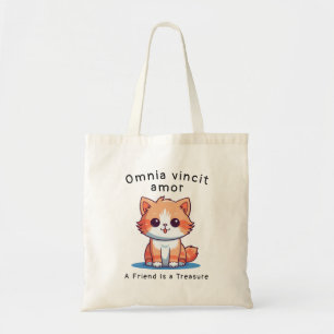 Bolso De Tela Naranja Cat Tote Bag