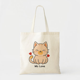 Bolso De Tela Naranja Cat Tote Bag