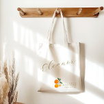 Bolso De Tela Naranja Citrus Watercolor Bridal Brunch Personaliz<br><div class="desc">Naranja de acuarela Citrus Fruit Bridal Brunch Ducha Personalizado Tote Bag</div>