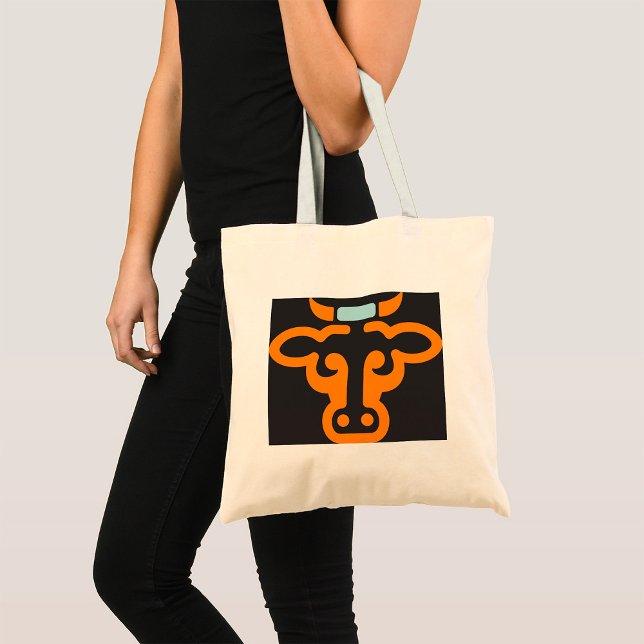 Bolso De Tela Naranja Cows Head Tote Bag (Subido por el creador)
