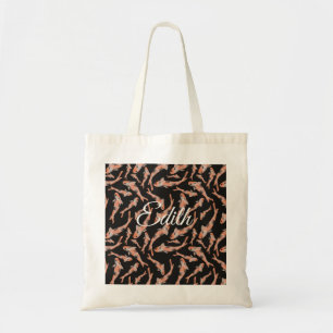 Bolso De Tela Naranja de acuarela Koi Fish Black Personalizado