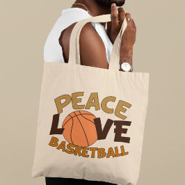 Bolso De Tela Naranja de baloncesto Peace Love/Brown
