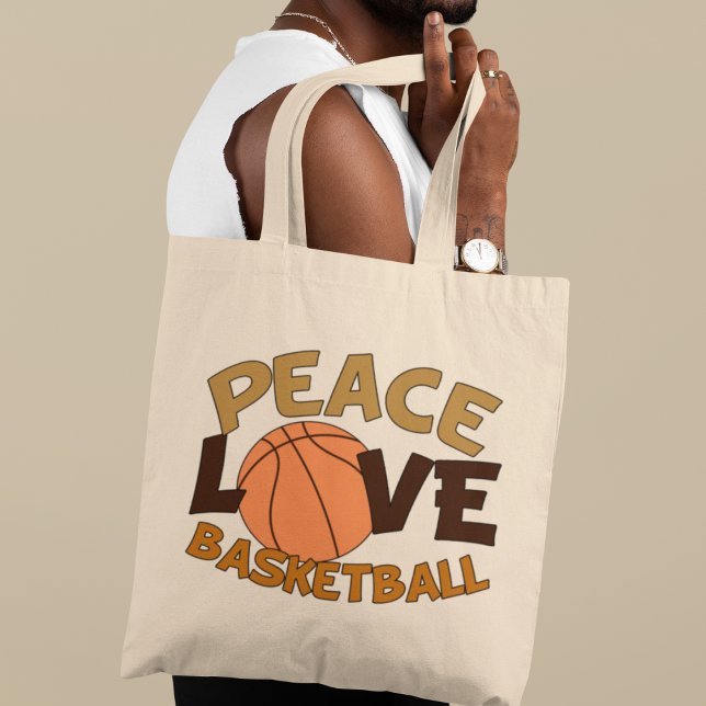 Bolso De Tela Naranja de baloncesto Peace Love/Brown (Subido por el creador)