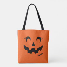 Bolso De Tela Naranja de calabaza de Jack O'Lantern en Halloween