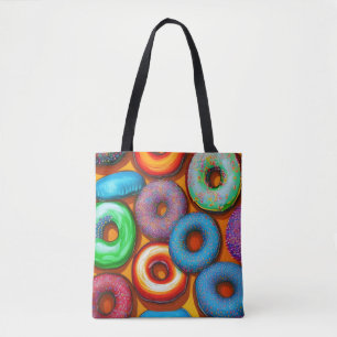 Bolso De Tela Naranja de Donuts coloridos