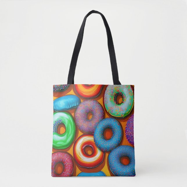 Bolso De Tela Naranja de Donuts coloridos (Anverso)