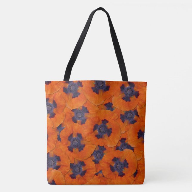 Bolso De Tela Naranja de escarlata Poppy patrón sin soldadura (Anverso)