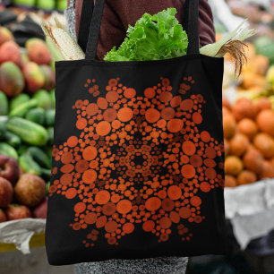 Bolso De Tela Naranja de flores Dot Mandala y negro