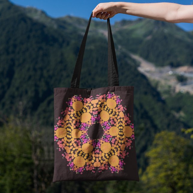 Bolso De Tela Naranja de flores Dot Mandala y rosa (Subido por el creador)