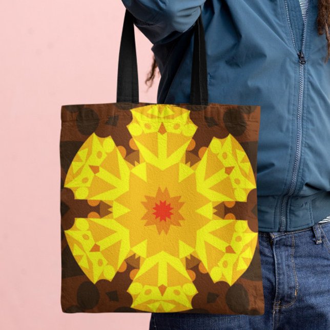 Bolso De Tela Naranja de flores Retro Mandala y amarillo (Subido por el creador)